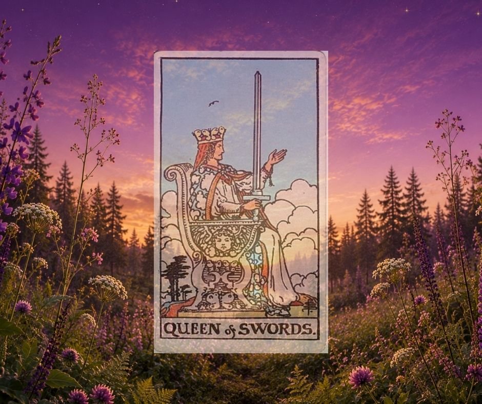 Mõõkade Kuninganna tarokaart / Queen of Swords tarot card – Kuutaro