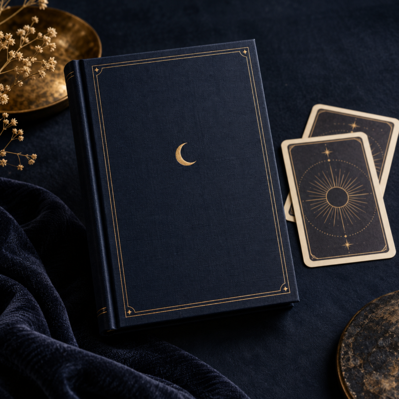 Luxury navy and gold tarot guide book product image